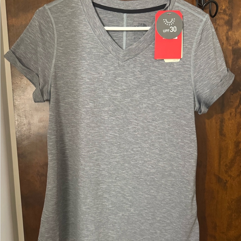 Gray V-Neck Women's Top